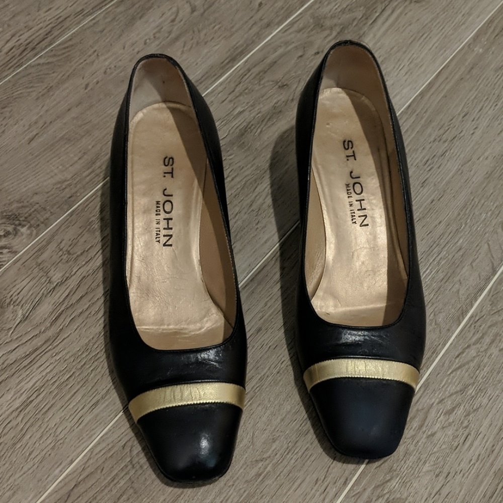 St John Midnight Black an Gold Leather Italy Vinta